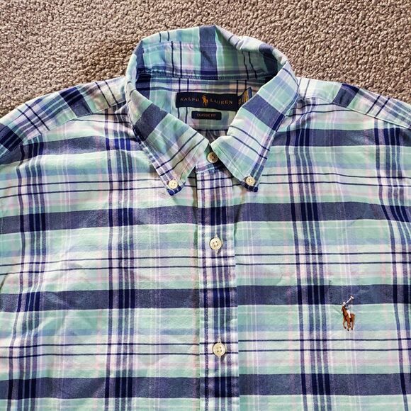 Ralph Lauren Shirt Mens Extra Large Blue Button Up Flannel Flesh Pony - Picture 2 of 11